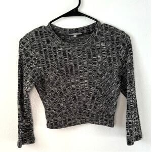 NWOT Y2K Charlotte Russe Heather Grey Sweater Crop Top Women Sz Small 3/4 Sleeve